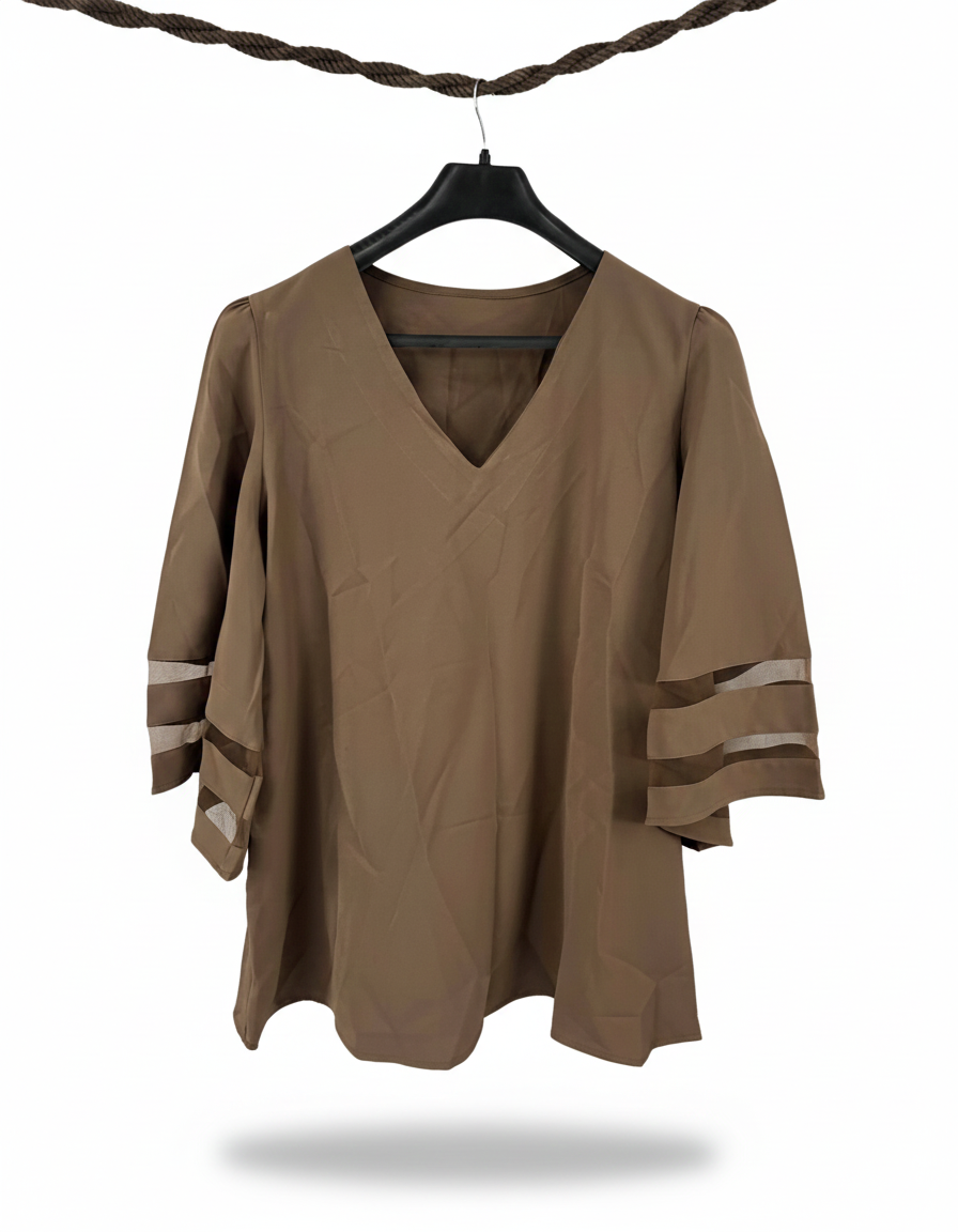 V Neck brown top