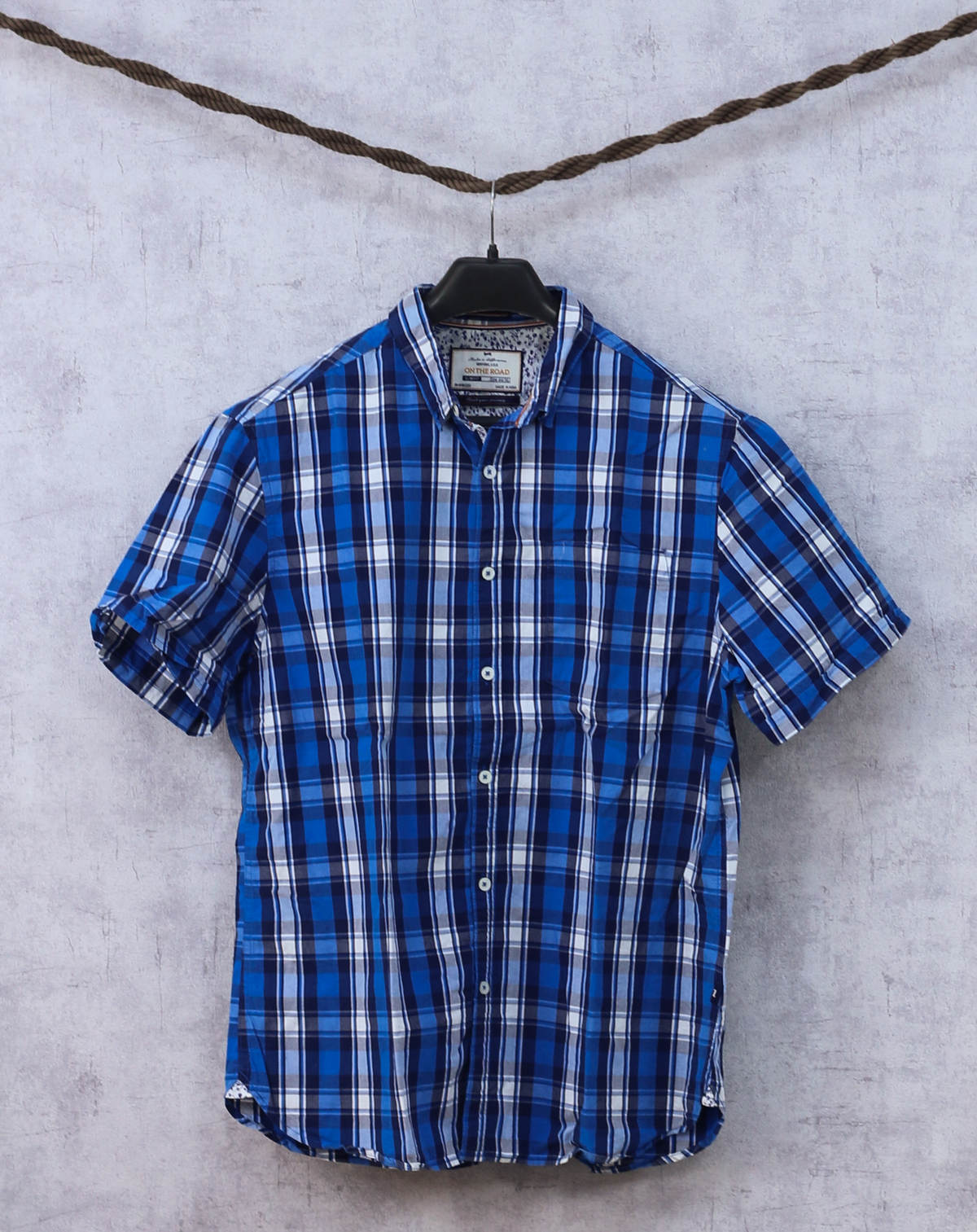 On The Road Blue Dark blue White checks