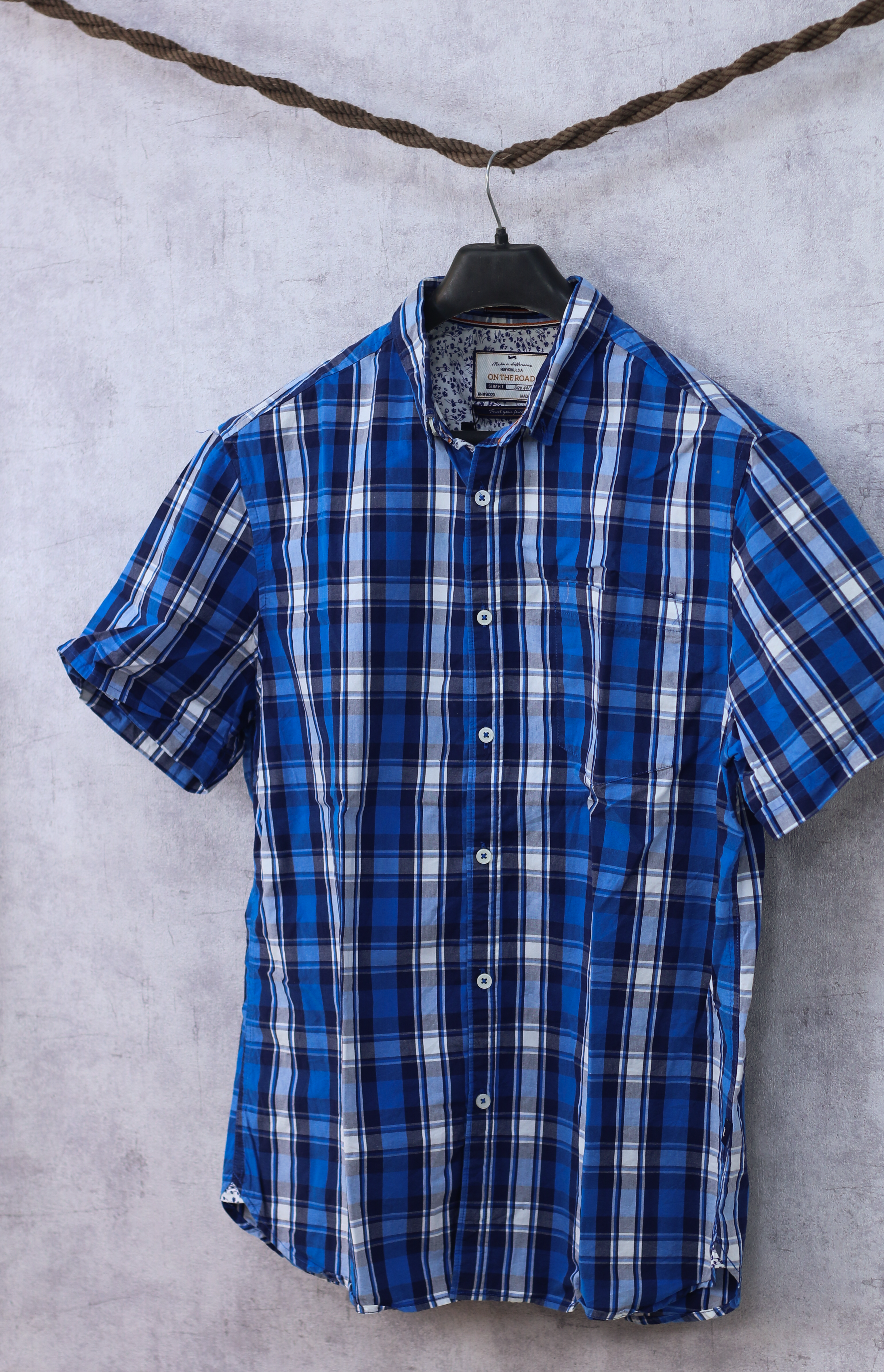 On The Road Blue Dark blue White checks