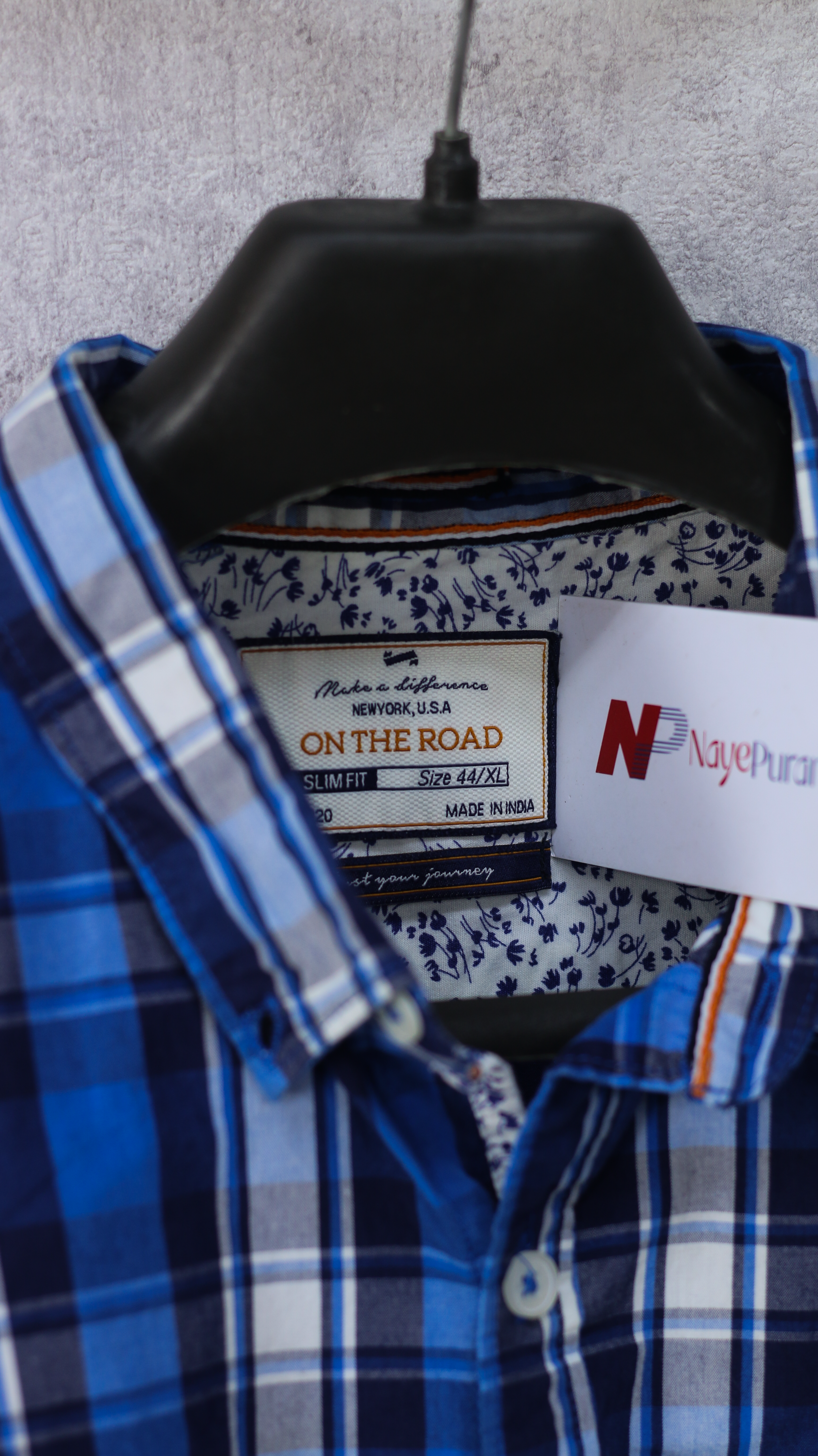 On The Road Blue Dark blue White checks