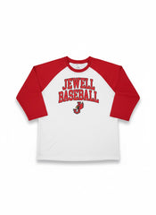 Jewell Cardinals Baseball Printed Logo T-Shirt with Red Sleeves