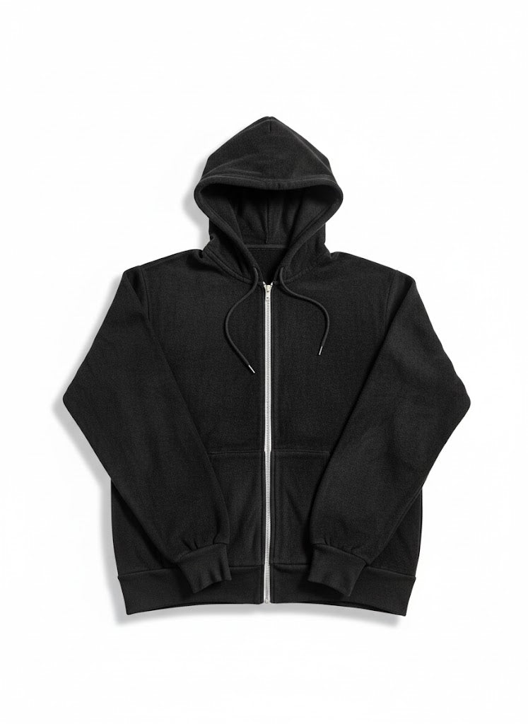 Bella+Canvas Classic Black Full-Zip Fleece Hoodie