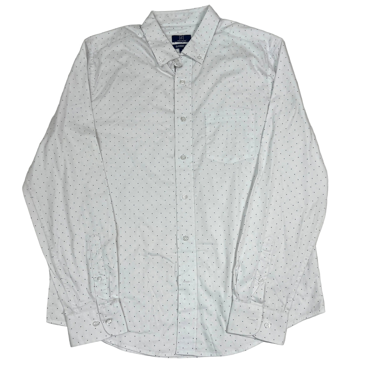 George Classic Fit White dotted Shirt