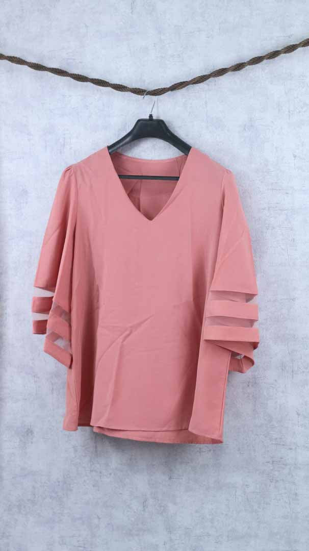 V neck pink Top