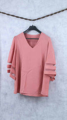 V neck pink Top