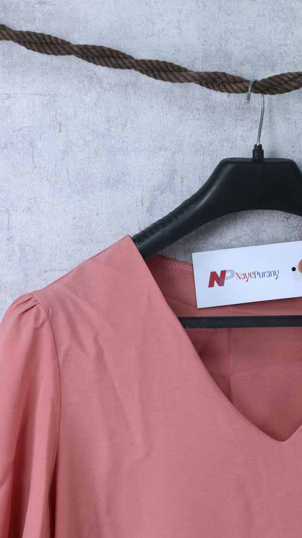 V neck pink Top