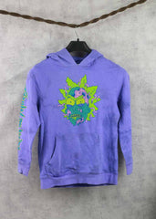 Rick & Morty hoodie|light purple and green,yellow bigo logo on chest