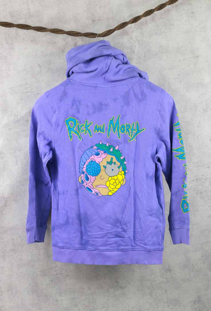 Rick & Morty hoodie|light purple and green,yellow bigo logo on chest