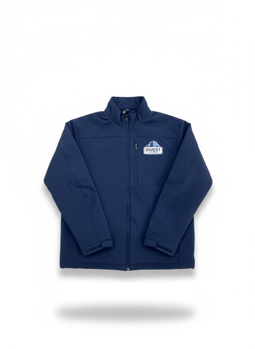 Navy Weatherproof Soft-Shell Jacket with INVEST Logo