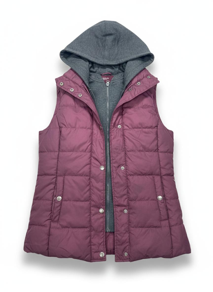 Arizona Maroon Puffer Vest with Hoodie Lining