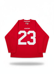 CCM Red Long Sleeve Hockey Jersey with Large White Number 23